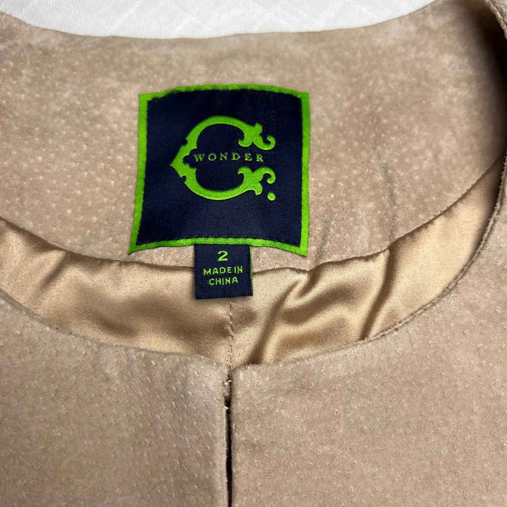 C. Wonder Suede Fringe Jacket Tan Bohemian Festival Boho Leather Blazer - Picture 5 of 12